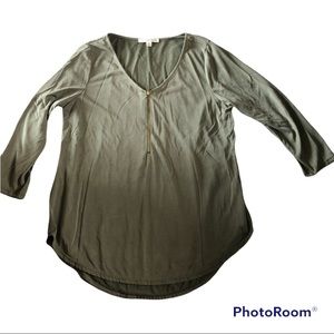 green zipper blouse Modal / polyester size Medium Green Envelope